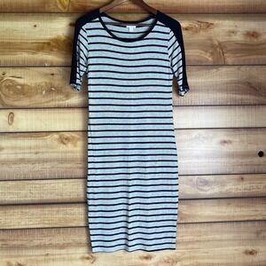 LuLaRoe Julia Dress Womens Medium‎ Striped T-Shirt Short Sleeve Bodycon Stretch